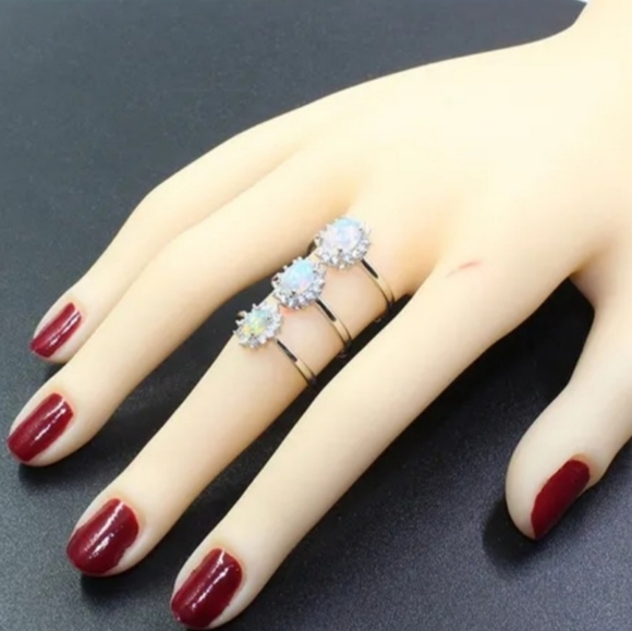 Genuine Opal Flower Ring 925 Sterling Silver Ring - Picture 7 of 7